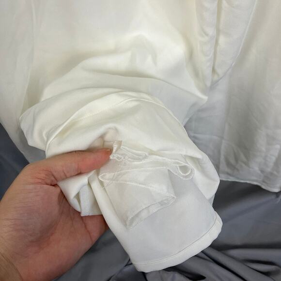 Annah Hariri White Overlay Chiffon Jumpsuit Wide Leg Size 2 Modest Palazzo READ - Picture 8 of 12